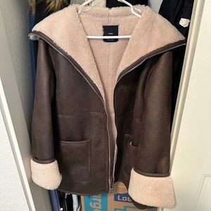 Mango faux shearling lined coat